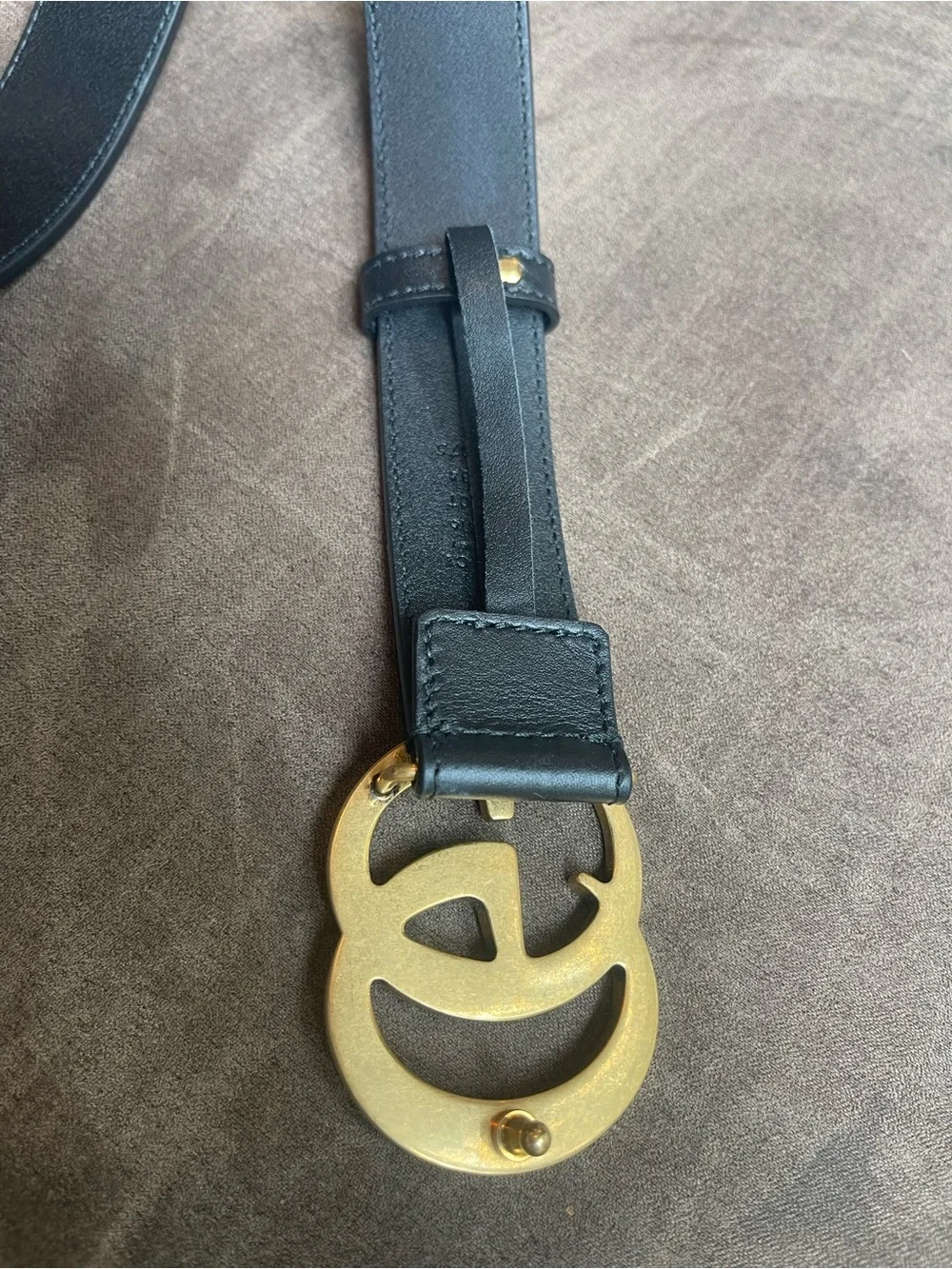 Gucci Black Leather Belt with Gold Interlocking G Buckle
